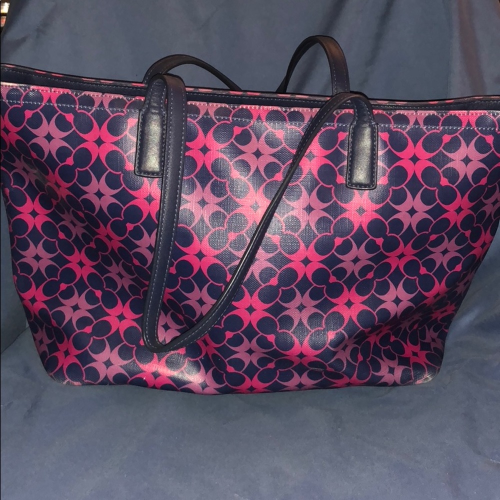 Navy blue and pink coach bag